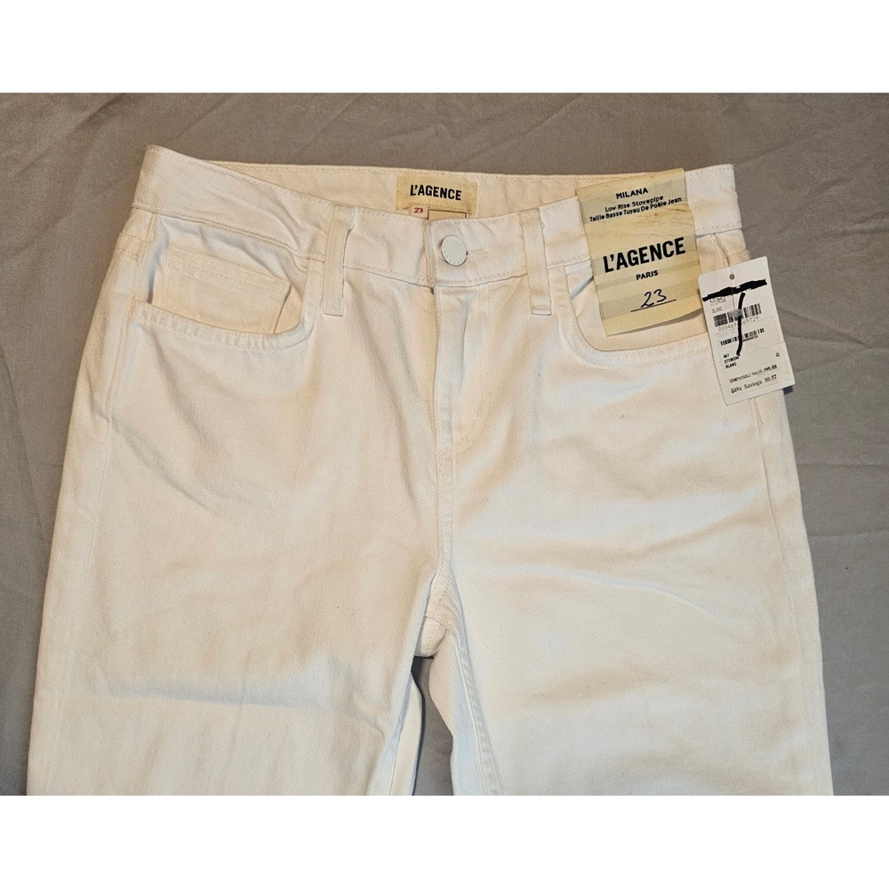 L'AGENCE MILANA Sz 23 (meas 27")Low Rise Stovepipe Jeans White *Flawed* NWT L576